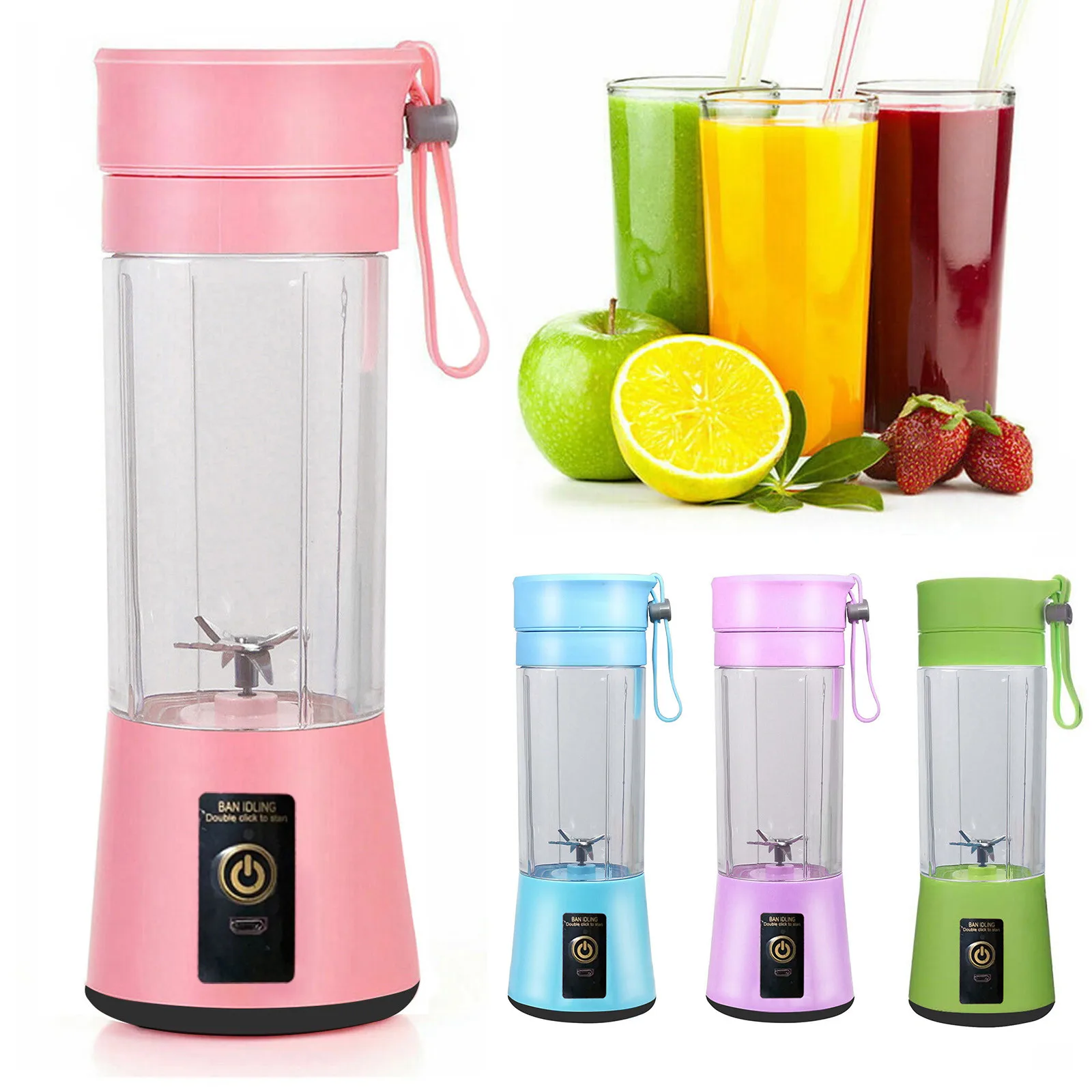 Portable Blenders Personal Juicer With USB Rechargeable Fruit Juice Mixer For Smoothies Shakes 380ML