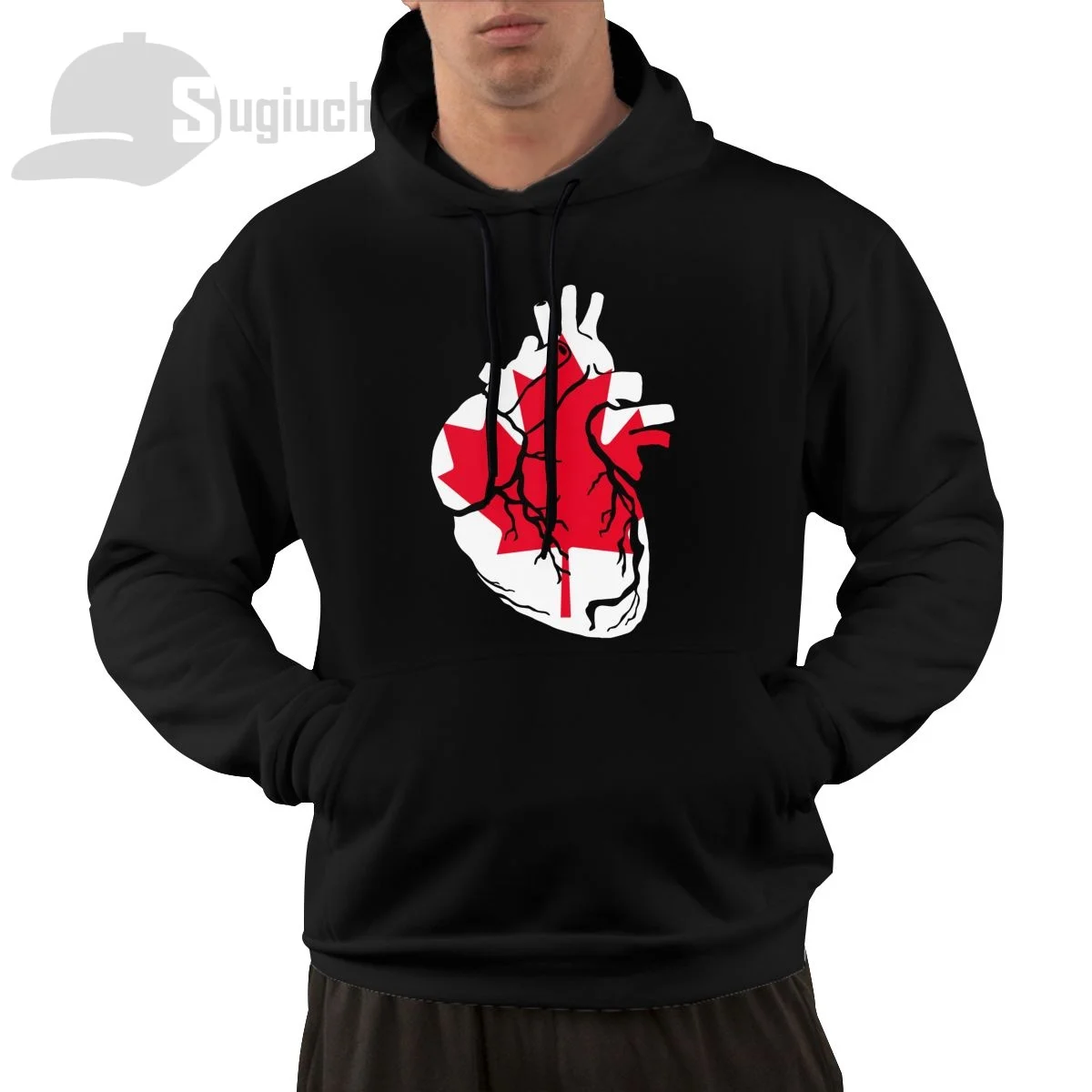 Canada Anatomical Heart Shape Country Flag Cotton Pullover Hoodie Men Women Unisex Hip Hop Style Sweatshirt