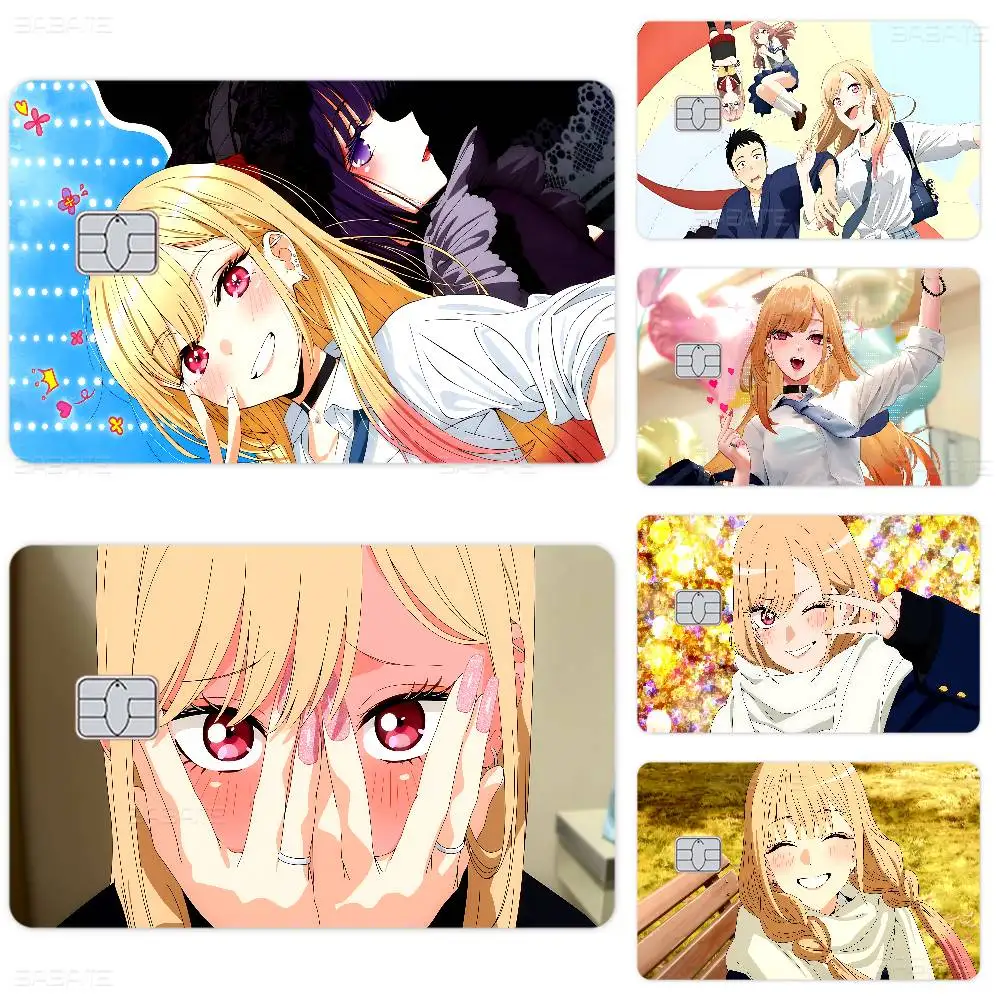 My Dress-Up Darling M-Marin Kitagawa Game Film Cover Sticker Case for Small Chip Credit Debit Card Front Side