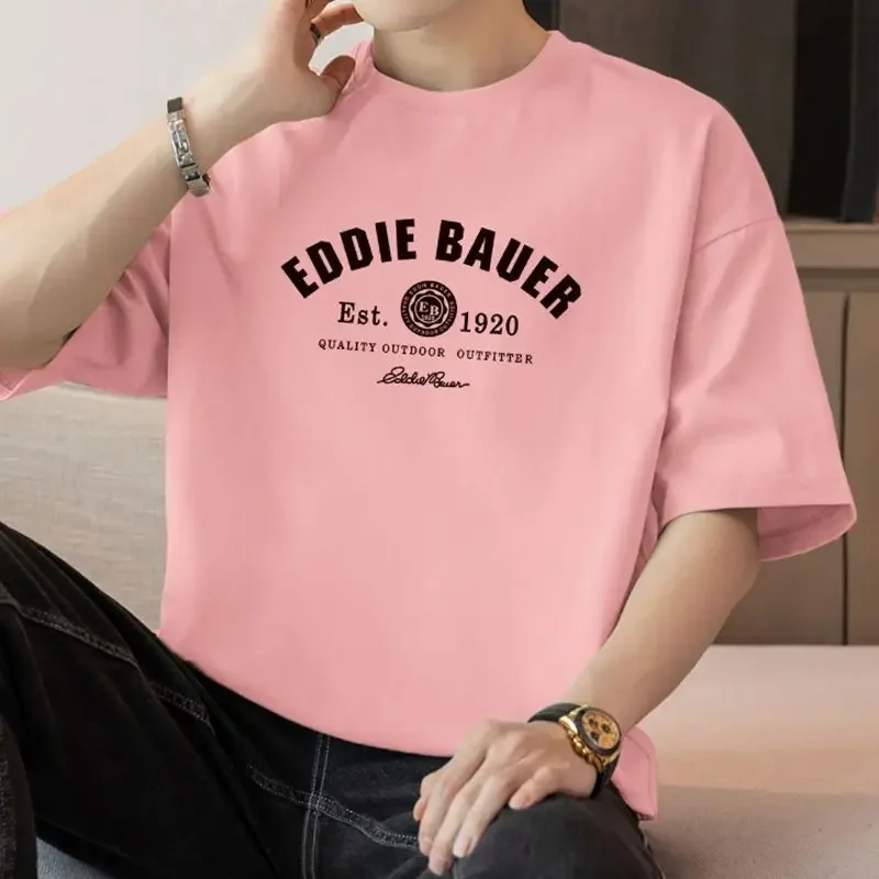 LIBIELIY Fashion O-Neck Printed Letter Casual T-Shirts Men Clothing 2025 Summer New Loose Korean Pullovers Tops All-match Tee Sh
