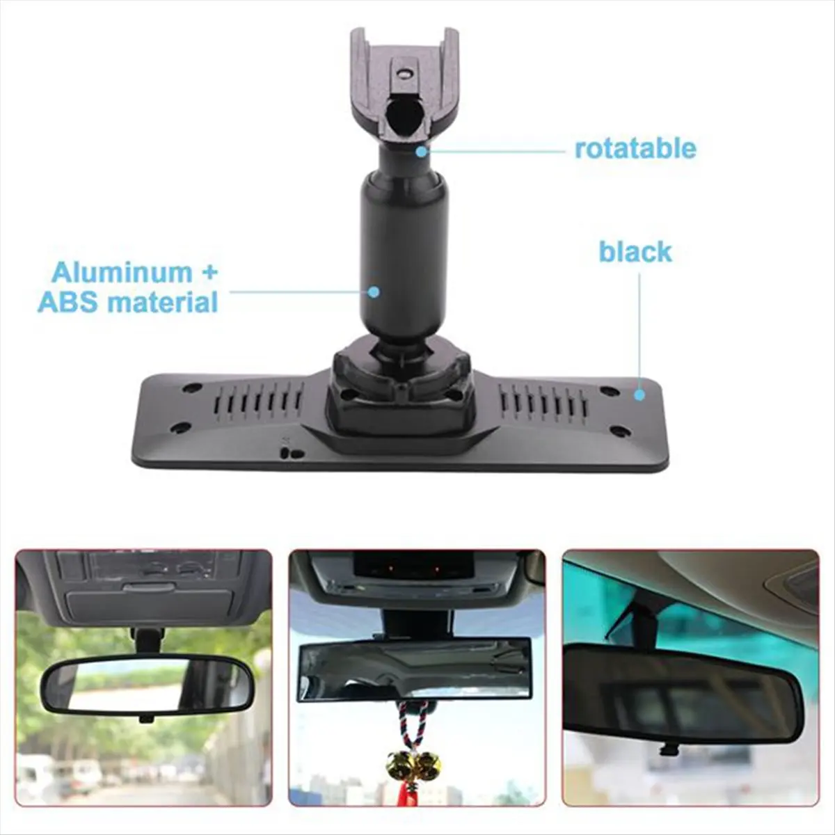 & AT27  Car Rearview Mirror Mounting Bracket with Aluminum ABS Interior Back Plate Panel Bracket for Car DVR Interior Accessory