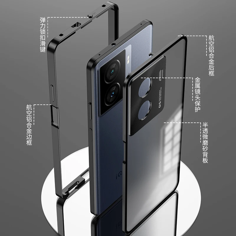 Aluminium Alloy Metal Frame Bumper for VIVO IQOO Z7X Z7 Case Matte Acrylic Back Cover Camera Lens Protector Case Funda IQOO Z7