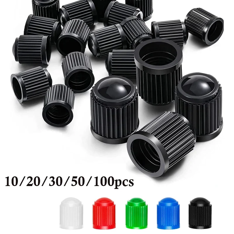 10/20Pcs Car Tire Valve Plastic Black Bicycle Valve Covers With O Rubber Ring Covers Dome Shape Dust Valve for Car Motorcycle