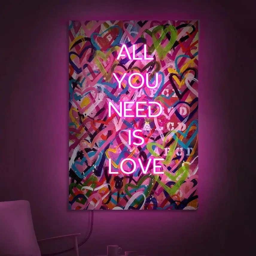 All You need is Love Neon Sign Abstract Neon Sign Neon Sign Pop Art Artwork Neon Sign Art Neon Sign Print All You Need is Love