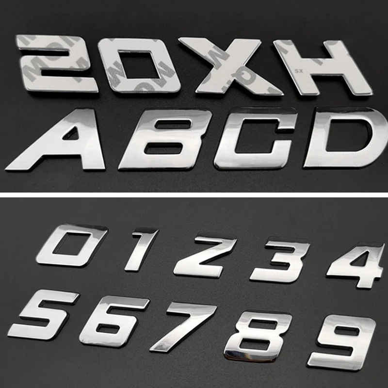 Baru 3D logam 25mm huruf Italic mobil huruf alfabet nomor lambang krom label otomatis stiker bagasi Logo huruf Aksesori lambang