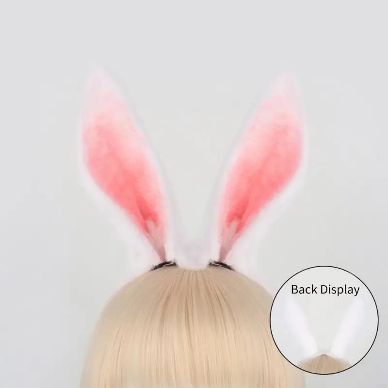 49MF Rabbit ears Headband Halloween Cosplay Maid Hairhoop Role Play Dress Up Headwear