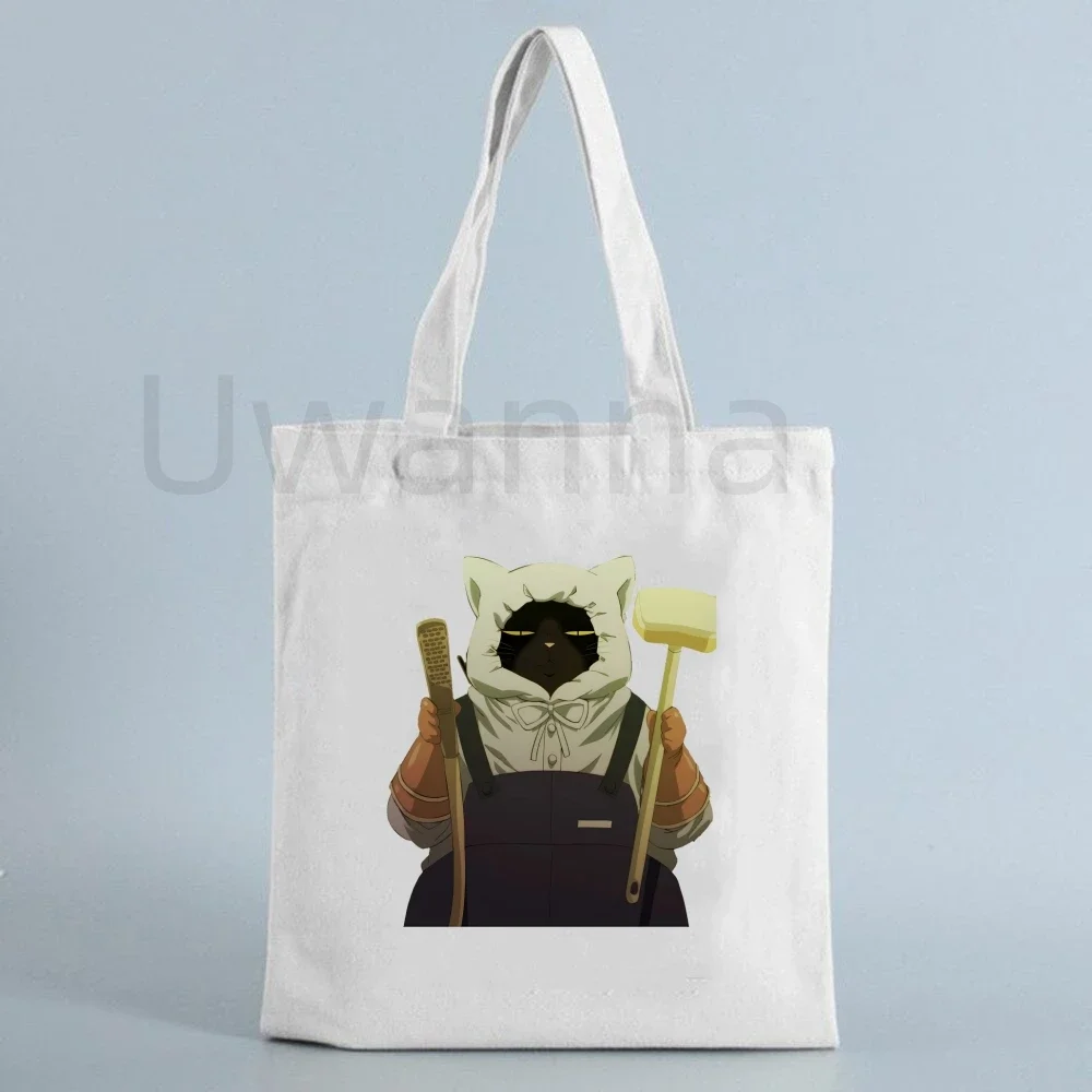 Cartoon Canvas Shoulder Bag Big cat Yukichi Tote The Masterful Cat Is Depressed Again Today Shopping Bags Grocery Handbags