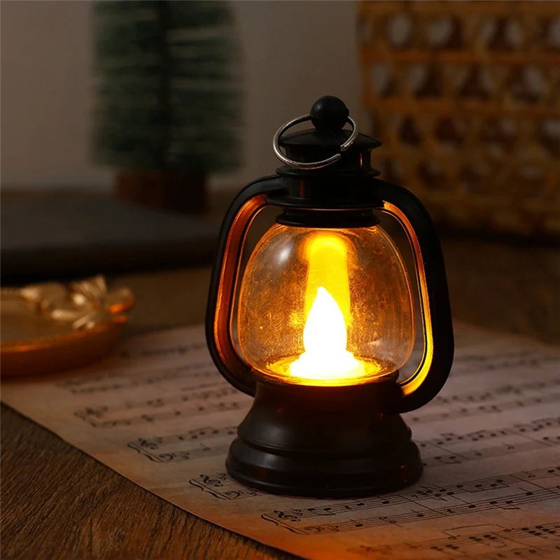 24Pcs Black Electronic Candle Lantern Light Flameless LED Oil Lamp Mini Candle Light Hanging Lantern Christmas Home Deco