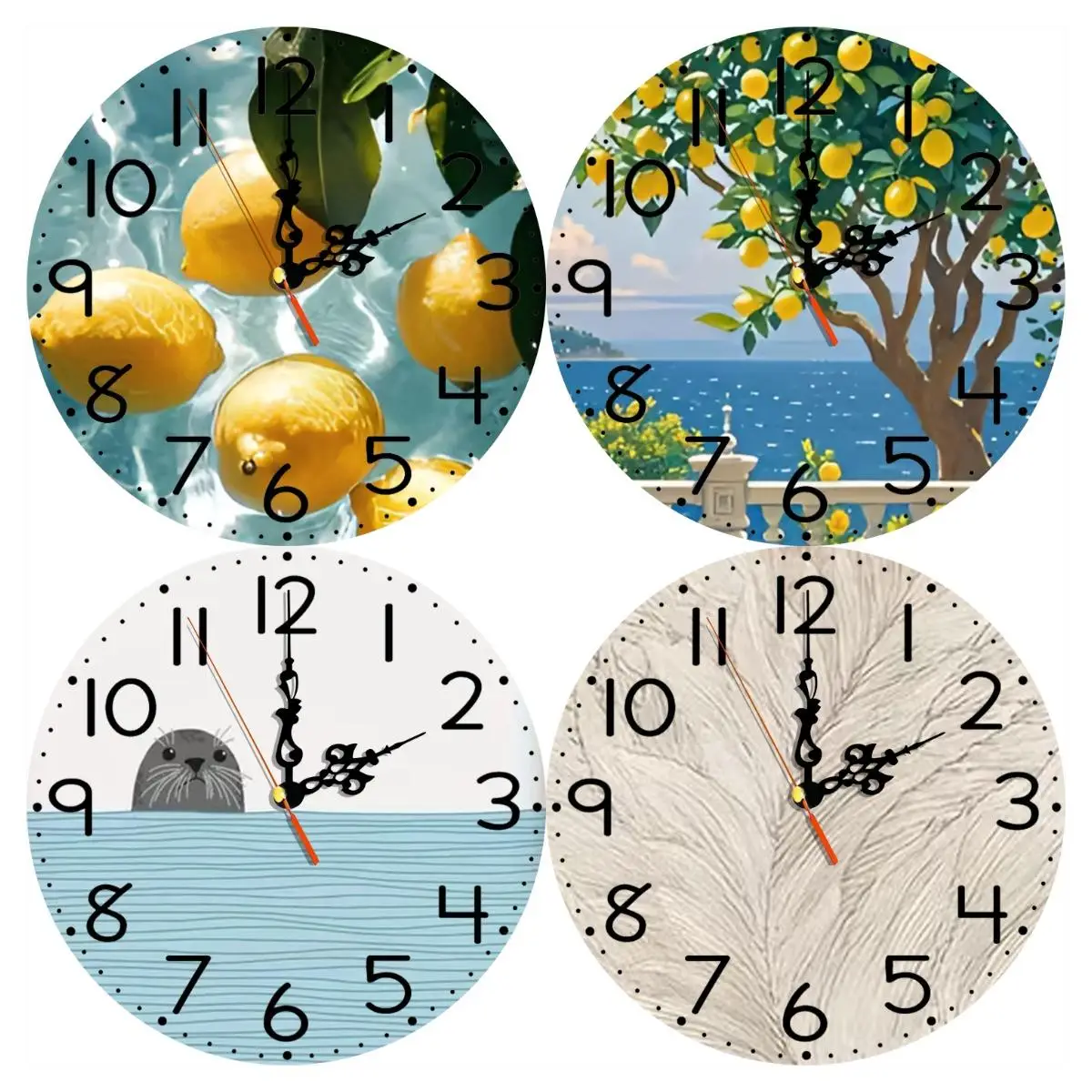 Silent Wooden Round Wall Clock, Non-Ticking Decor Wall Watch for Home Bedroom Living Room, AA Battery Not Included