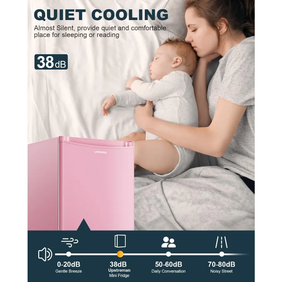 Kulkas Mini 3.2 Cu.Ft dengan Freezer, Kulkas Mini Satu Pintu untuk Asrama, Kamar Tidur, Kantor, Solusi Pendinginan Ringkas dengan Pengaturan yang Dapat Disesuaikan