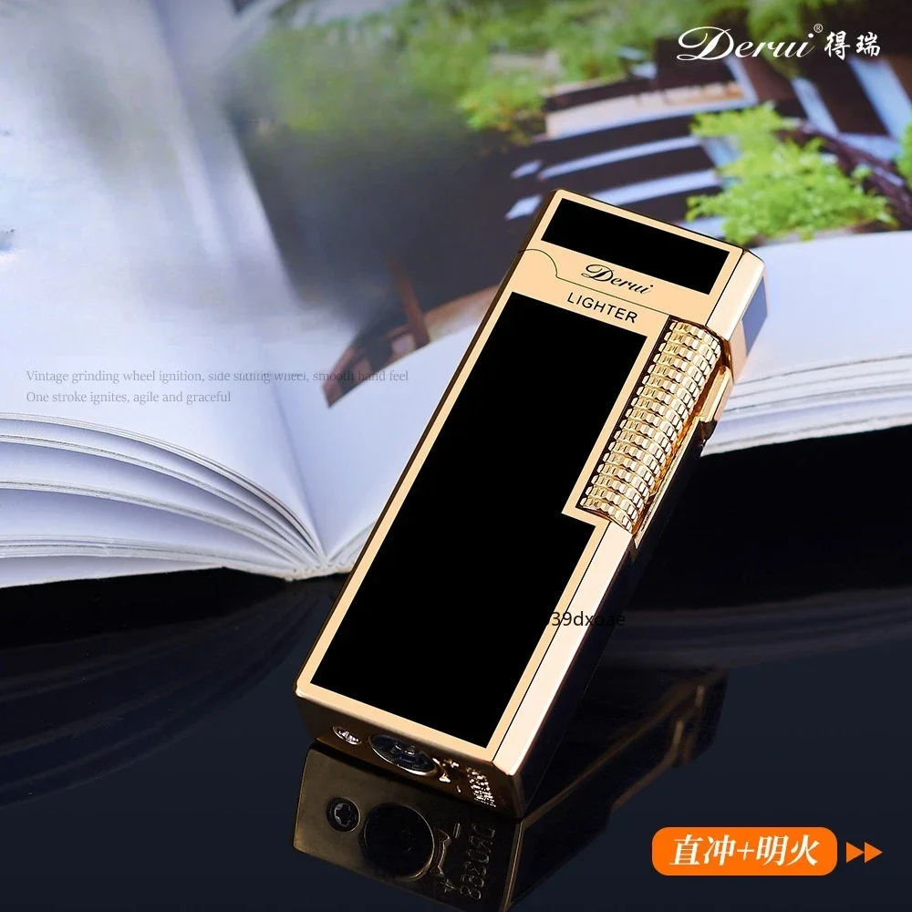 High-end Narrow Version Inflatable Dual-fire Lighter, Direct and Open Flame Can Be Switched, Grinding Wheel Side Slip Igniter