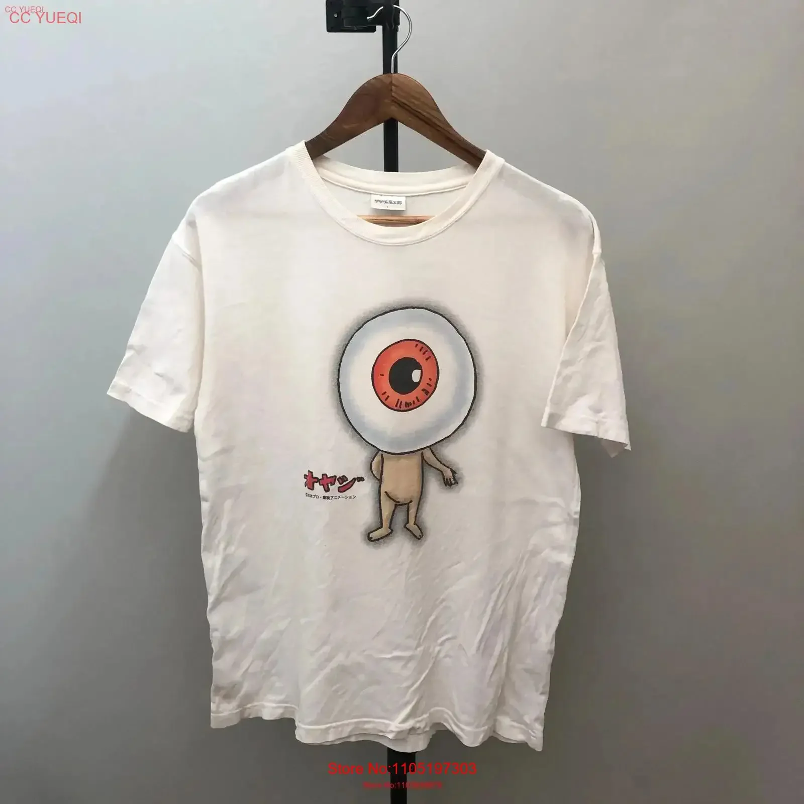 

Винтажная футболка Gegege No Kitaro, японский аниме, размер M, винтажная стираная дышащая дизайнерская одежда, растянутый топ для повседневной носки