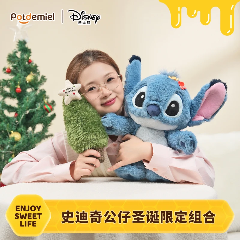 

Official Disney Stitch Christmas Plush Doll - Soft Huggable with Santa Hat Decor, Trendy Couple Gift Idea for Christmas Birthday