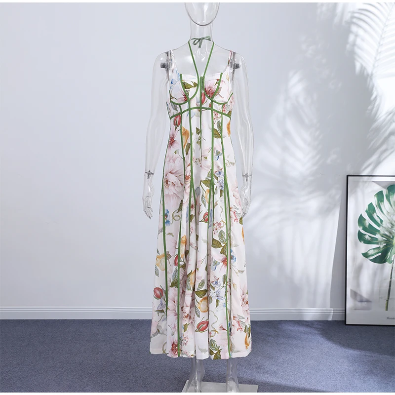 Printed Women's Maxi Dresses O-neck Big Swing Oversized Dress Irregular Hem Dresses Bohemian Female Robes Loose Partywear New