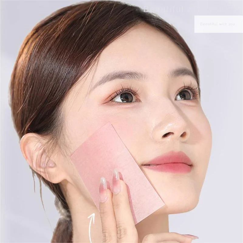 

100Sheets/Box Bamboo Blotting Papers With Mirror&Makeup Puff Refreshing Portables Oil Control Tool Facial Oil Absorbing Sheets