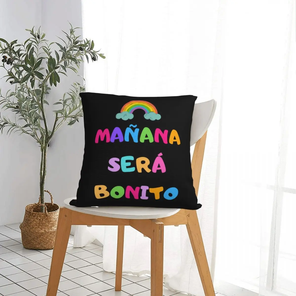 Karol G Manana Sera Bonito Rainbow Throw Pillow Cover Polyester Throw Pillow Fashion Cushion Covers