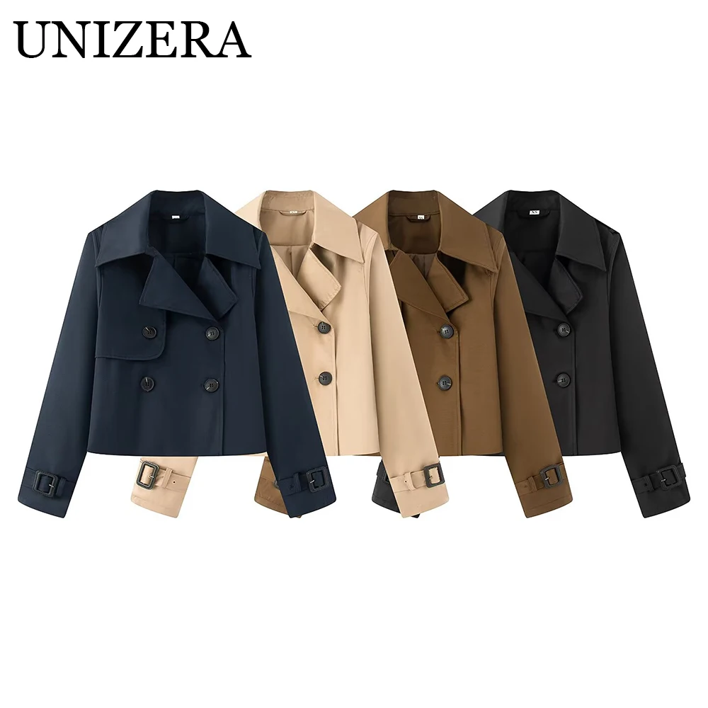 

Короткий женский плащ на осень и зиму, модный новый стиль, двубортный топ с лацканами в британском стиле.