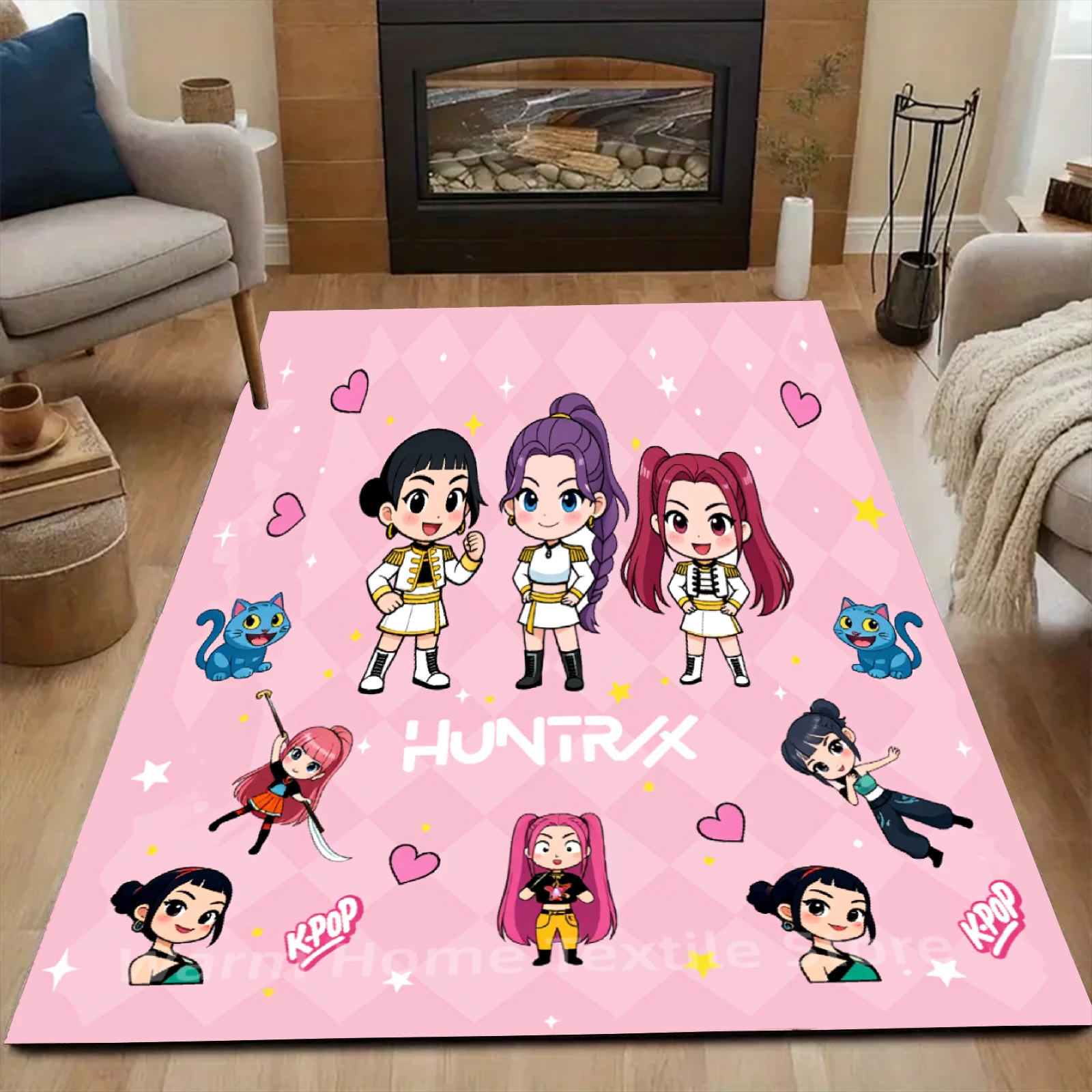 

Demon Hunters Carpet KPOP Flannel Rug Bedroom Decor Kid Nonslip Carpet Floor Mat Surface Comfortable Carpet Birthday Gift Girls