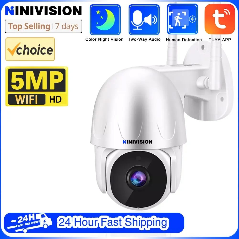 

TUYA 5MP 3.6mm WIFI PTZ IP Camera WiFi Human Detection Two-Way Audio Security Video Surveillance Auto Tracking PTZ IP Camera