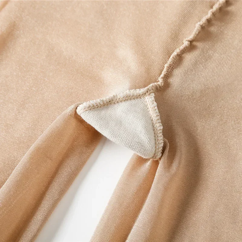 Plus-Size-Strumpfhose, blickdicht, glänzend, mit Fuß, Wet-Look, glänzende Strumpfhose für Damen, hoch tailliert, formgebend, mit hoher Dehnbarkeit – Detail 2