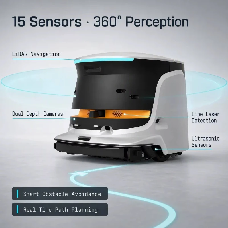 Commercial Floor Cleaning Robot LDS VSLAM Navigation Industrial Vacuum Robot 6 in 1 Functions Customized Floor Washing Robot