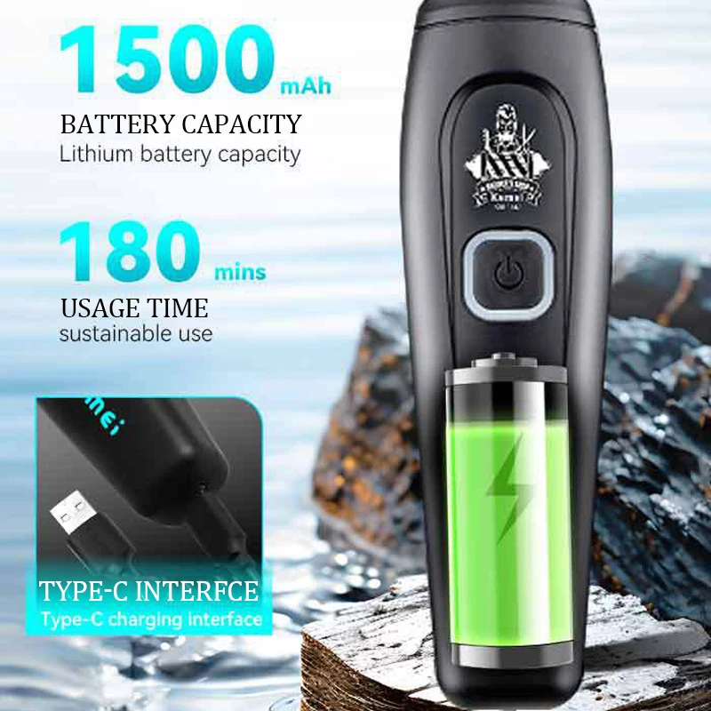 Kemei1747 Electric Hair Cutting Machine Cordless Hair Clipper Professional Rechargeable Beard Trimmer Man Carving Clipper Barber