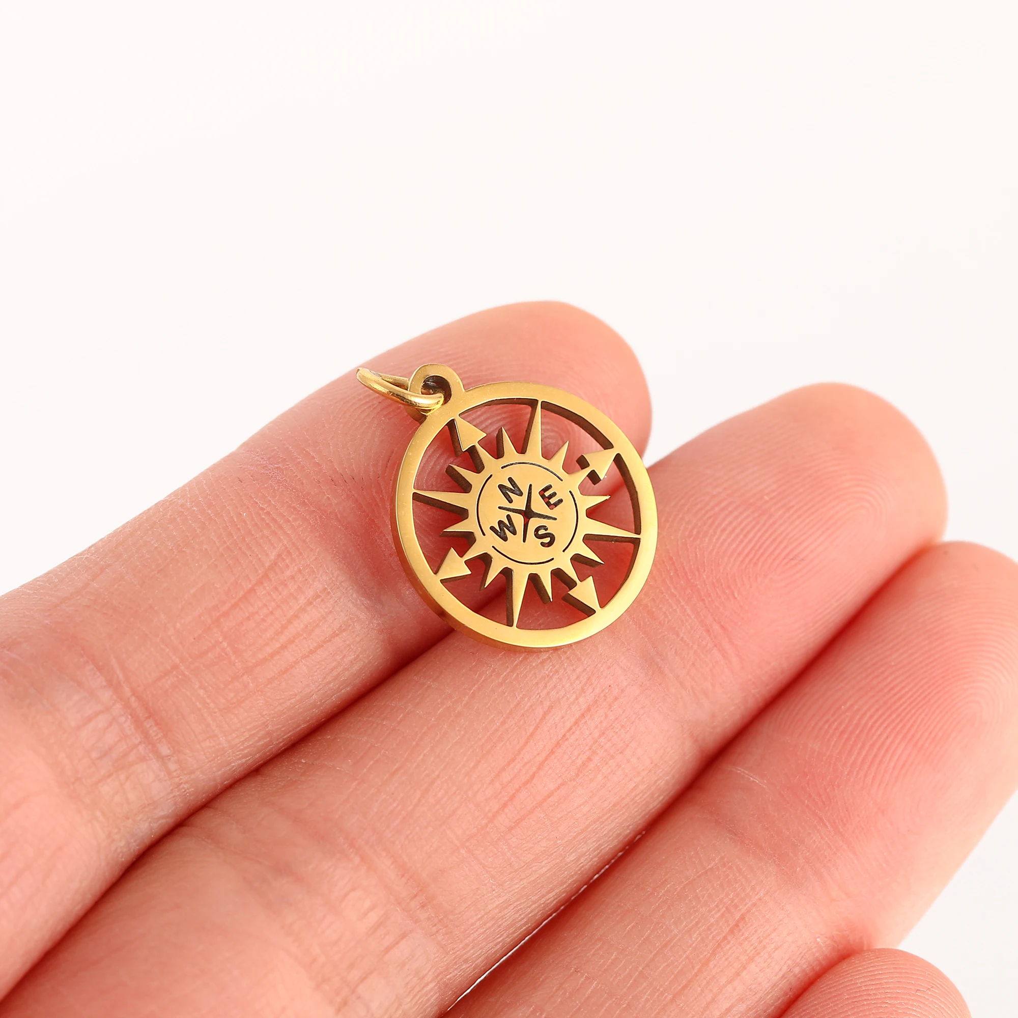 5pcs nautischer Kompass Charms Edelstahl Hawaii Sea Charm Anhänger DIY hand gefertigten Schmuck für Ohrringe Armband Halskette machen – Detail 12