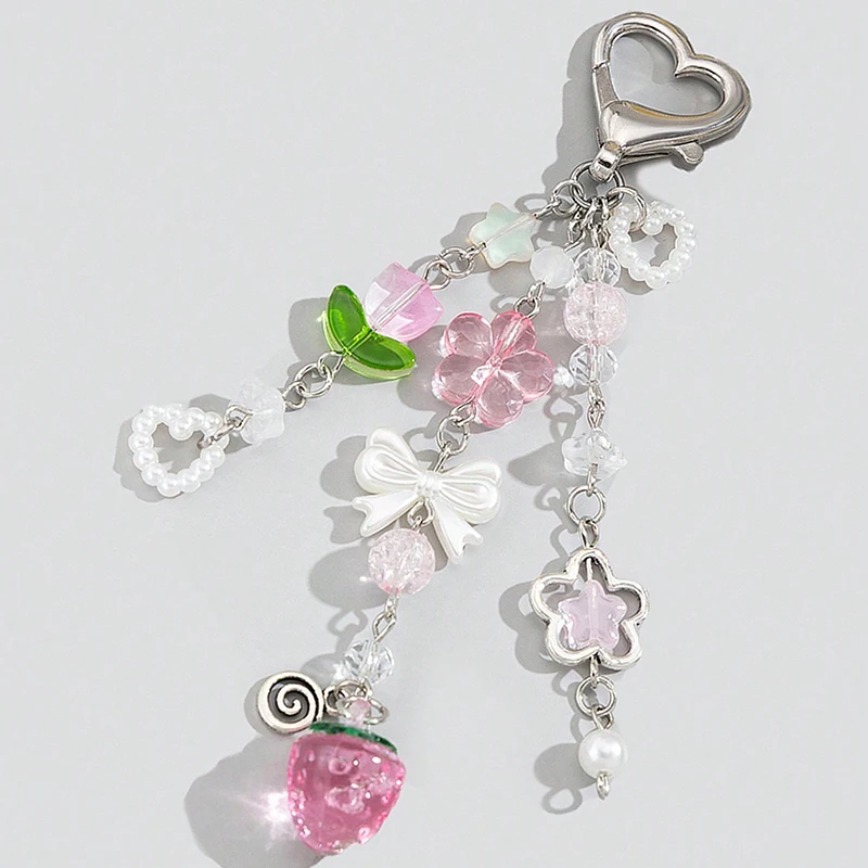 

Y2k модный цветок звезда любовь бант клубника подвески для телефона акриловый брелок студенческая женская сумка рюкзак брюки цепочка
