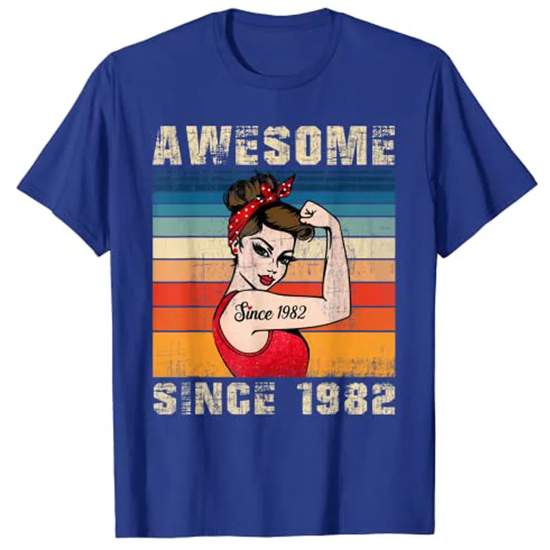 41 Year Old Awesome Since 1982 41th Birthday Gifts Women T-Shirt Graphic Tee Tops