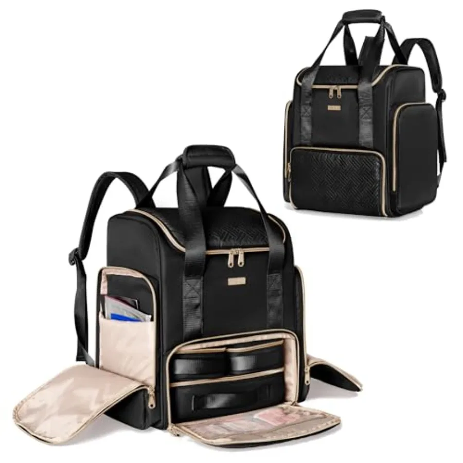 

Large Makeup Backpack with 3 Clear Makeup Bags, Double Layers Professional Makeup Travel Case with Brushes Storage Section for