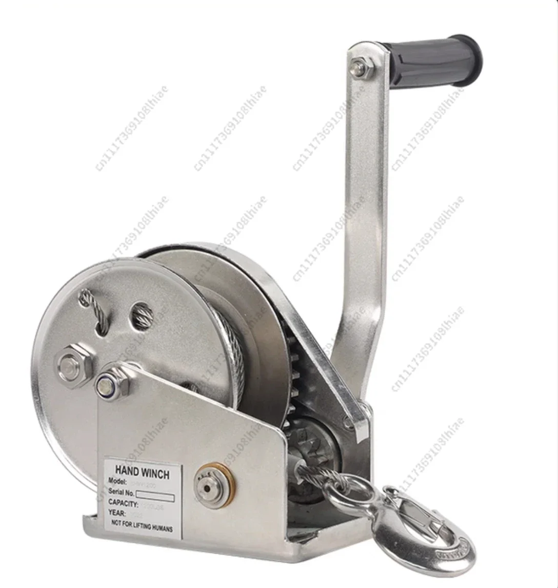 Manual Winch Sewage Small Anti-Rust Lifting Tool 2600 Lbs 304 Stainless Steel Hand Winch Two-Way Self-Locking