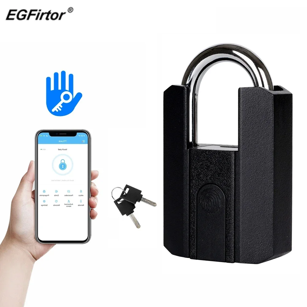 TTLOCK APP Fingerprint Padlock Keyless Smart Lock Waterproof Type-C Rechargeable Bluetooth Smart Electronic Door Lock