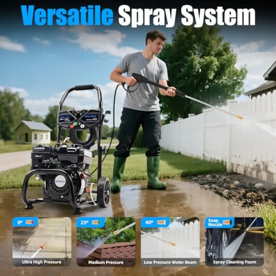 غسالة ضغط الغاز شديدة التحمل مع 3500 رطل لكل بوصة مربعة 2.3 جالون في الدقيقة للتنظيف الخارجي مدعوم بمحرك 209CC 7HP مزودة بمحرك عالي 25 قدم