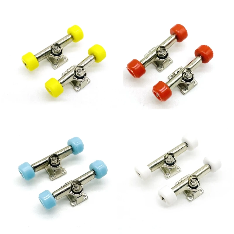 2PCS Mini Finger Model Skateboard Parts Bearing Deck Wheel with & Truck Bolts 4 Optional Color for Hobby Collectors