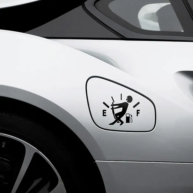 2Pcs Funny Car Sticker Pull Fuel Tank Pointer To Full Hellaflush Reflective Vinyl Car Sticker Decal Wholesale