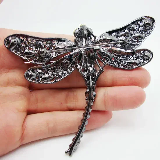 Fashion Crystal Rhinestone Wings Dragonfly Brooch Exquisite Birds Pin Brooch for Women Men Party Casual Office Brooch Pins Gifts