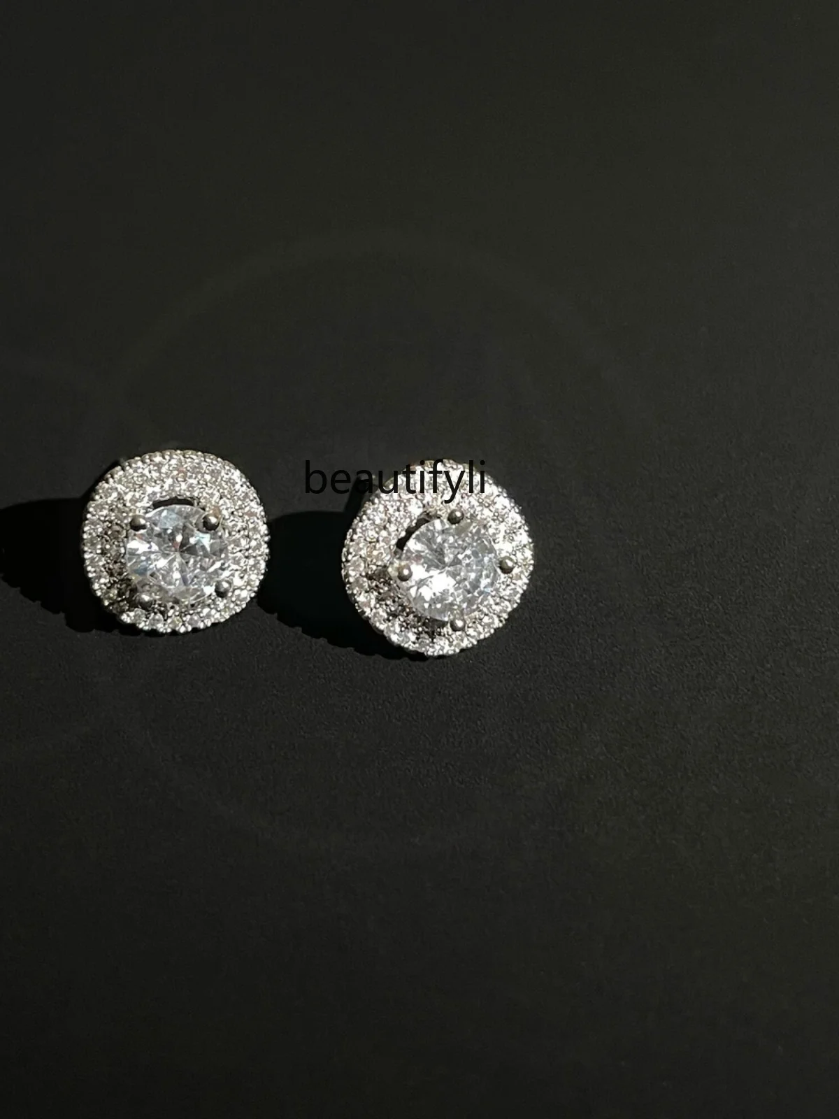 925 silver super flash full diamond opal unique large earrings light luxury design retro stud earrings