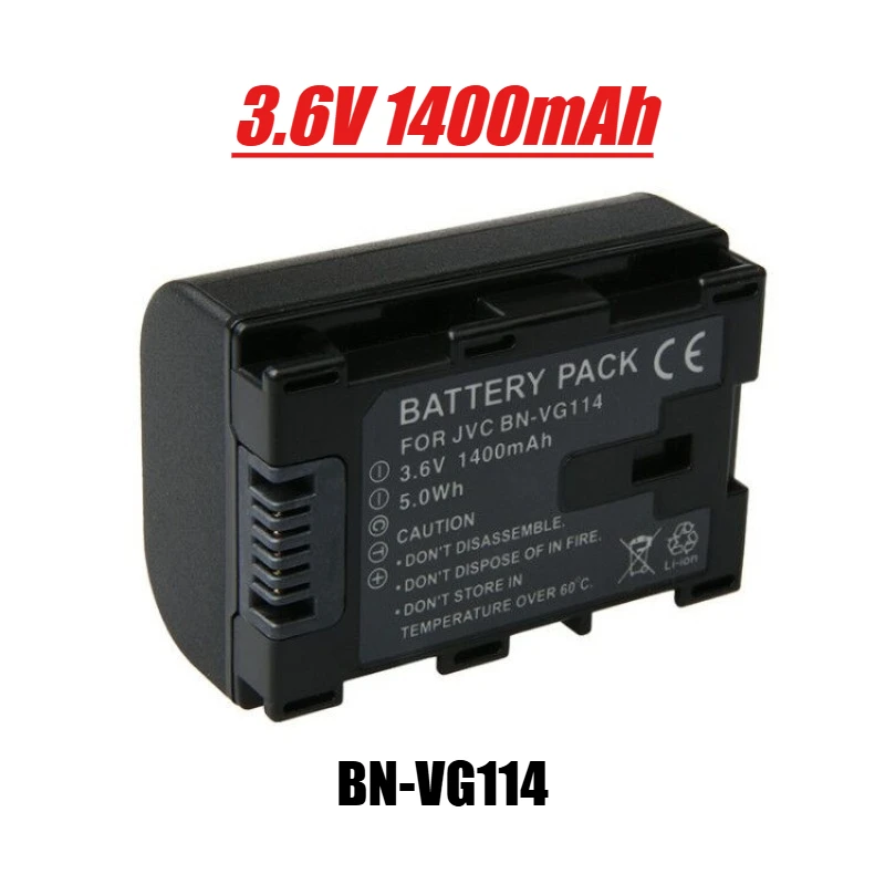 Batería de cámara BN-VG114 de 3,6 V 1400 mAh para JVC BN-VG107US VG107USM VG108