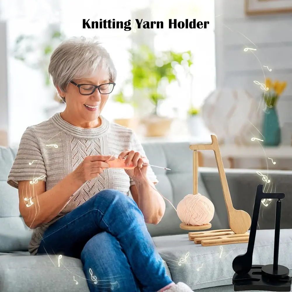 

Деревянный держатель для пряжи, вращающийся с магнитным спиннером для хранения, музыкальный символ, форма, подарок для вязания крючком, любители вязания