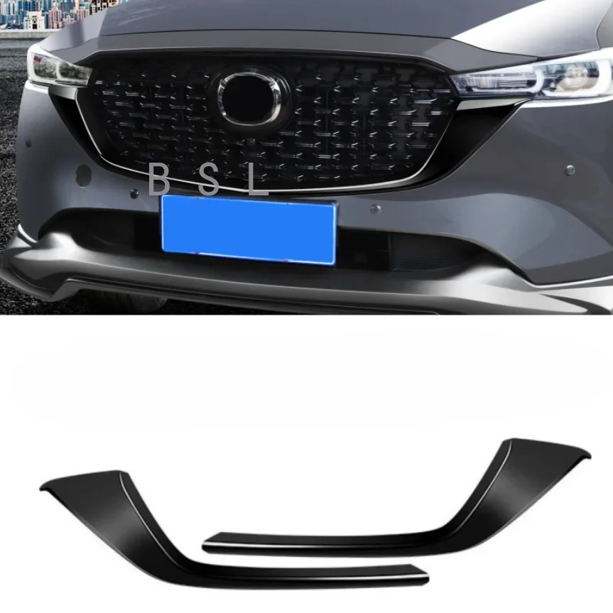 

Car Accessories for Mazda CX-5 CX5 2022 Glossy Black Front Grille Side Decoration Cover Trim 2pcs