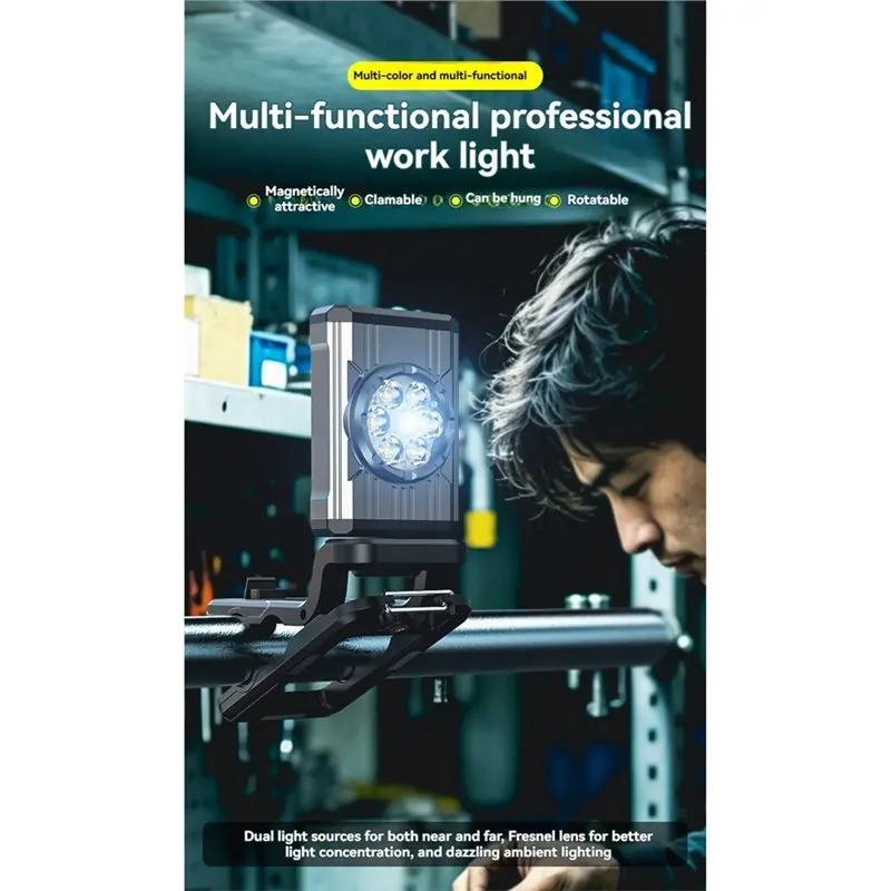 A96K-Multifunctional Rechargeable Work Light Inspection Lamp Portable COB Flashlight With Digital RGB Display USB Charging