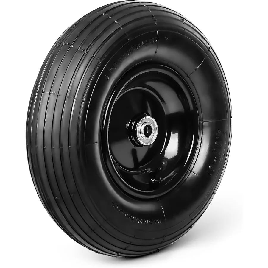 

13 Inch 1 PC Rubber Pneumatic Replacement Tires and Wheels 4.00-6 with 5 8'' Axle Bore Hole Inflated Air Wheel for Wheelbarrow