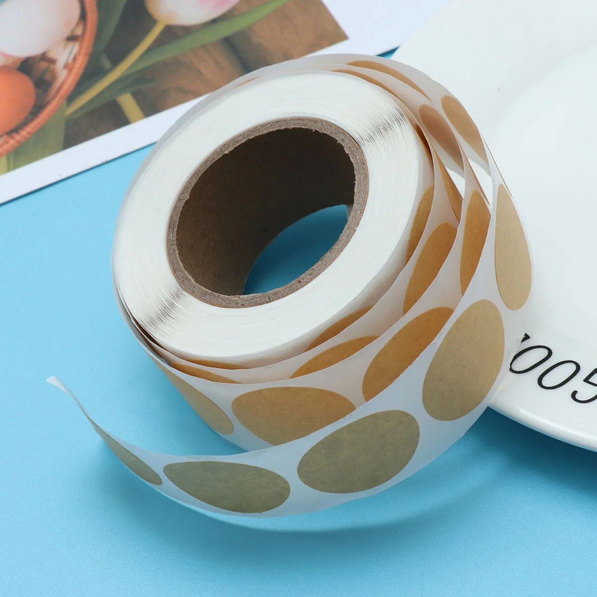 

500 Pcs Stickers Circle Writable Labels for Packaging Round Adhesive Packing Kraft Paper