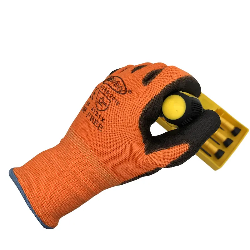 NMSafety 12 pares de guantes de trabajo para revestimiento de palma de PU guante protector de seguridad proveedores de seguridad profesionales de nitrilo