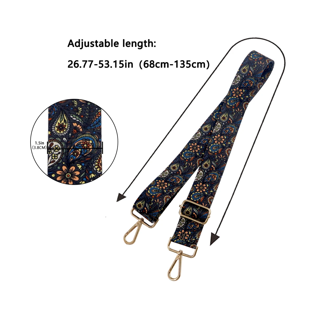 The Bohemian Pattern Ladies Messenger Bag Shoulder Strap Single Shoulder DIY Adjustable Shoulder Strap Accessories Bag Strap