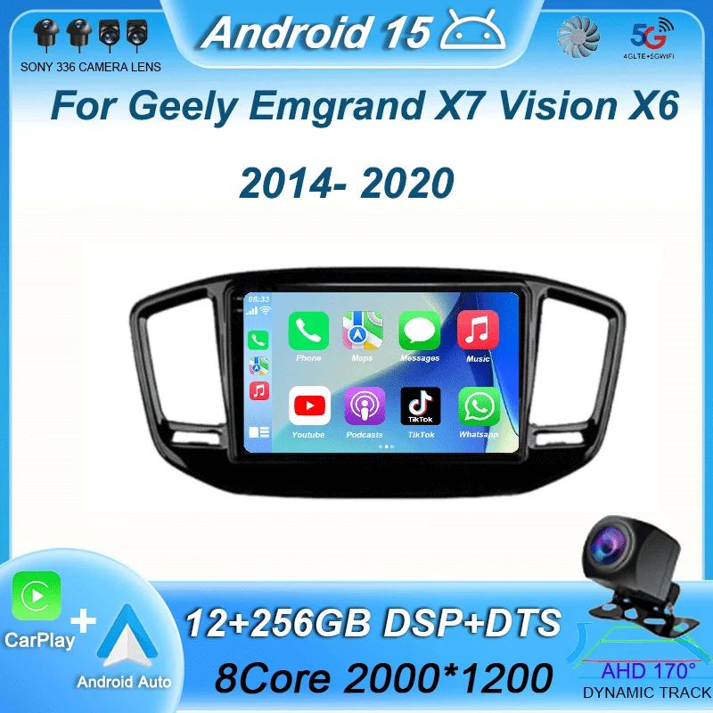 

Car Radio 2din 9 Inch Head Unit Android 15 For Geely Emgrand X7 Vision X6 Haoqing SUV 2014-2020 Multimedia Video Player