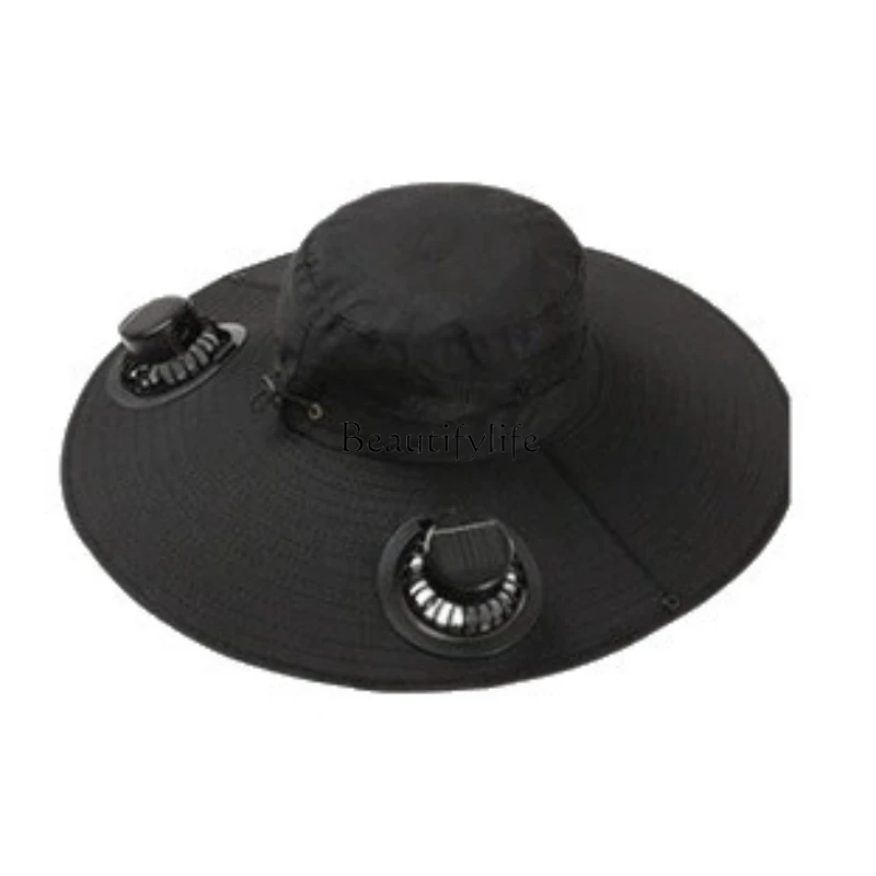 

Summer solar double fan outdoor ultraviolet fishing sun protection bucket hat