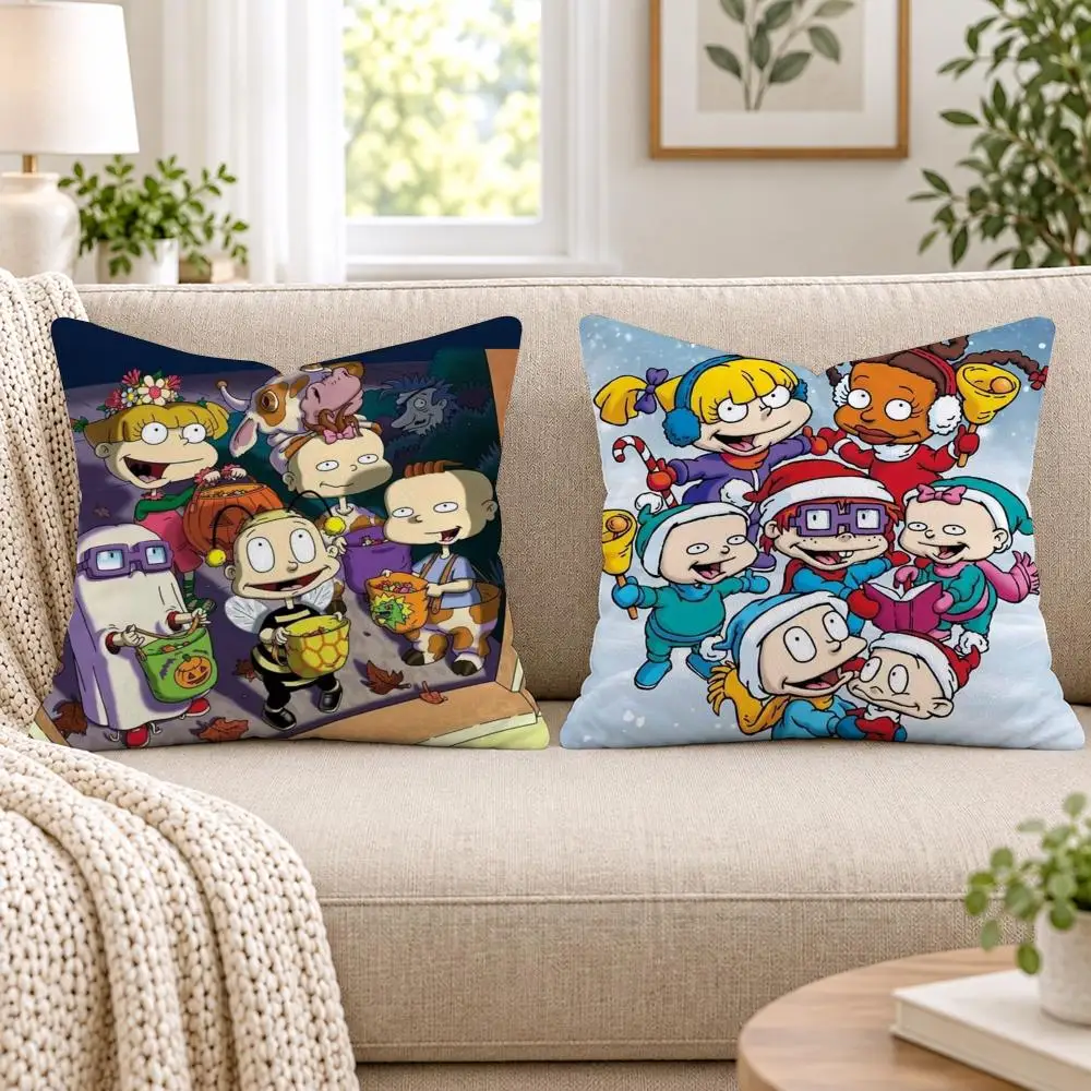 Cartoon Funny R-Rugrats Cushion Cover Short Plush Double-Sided Printing Sofa Bedroom Living Room Throw Pillow Cover Home Decor