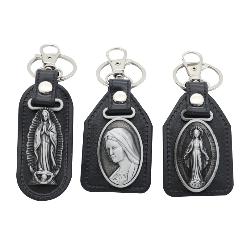 Christian Keychain Metal Holy Women Catholic Pendant Religious Ornament for Handmade DIY Car for Key Ring Gift Dropsale