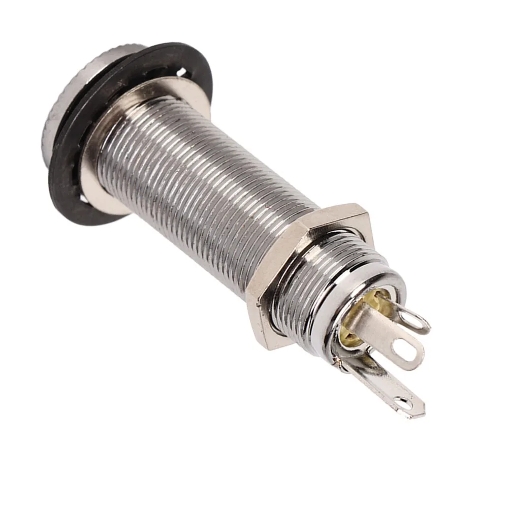 Brass Guitar Threaded Jack ​1/4 Inch / 6.35 mm ​Flush Mount ​Barrel Jack Long Threaded ​Stereo/Mono ​Guitar Output Jack​